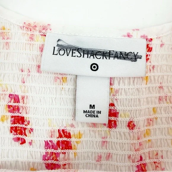 LoveShackFancy X Target Cosette Floral Midi Dress Smocked Cottagecore Lace Pink - Picture 12 of 14